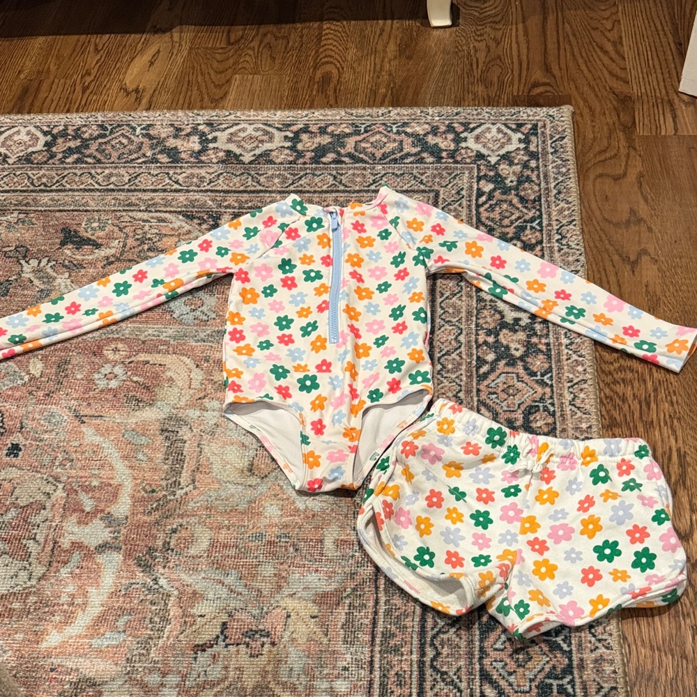 Old Navy Floral Kids Bodysuit Set - Pink, Yellow, Green